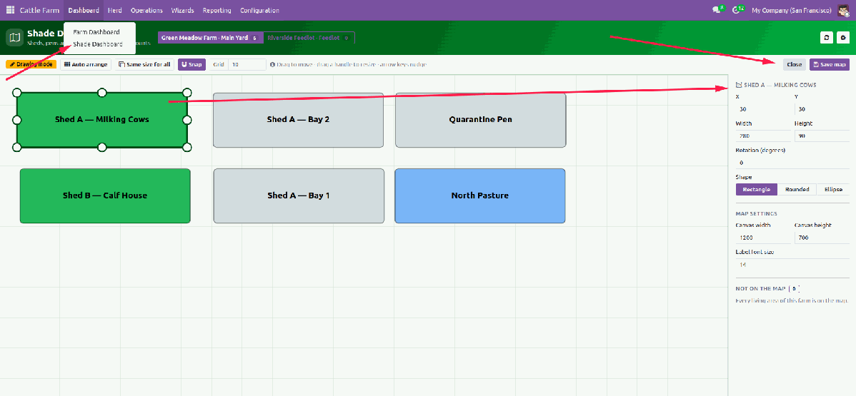 Shade dashboard drawing editor