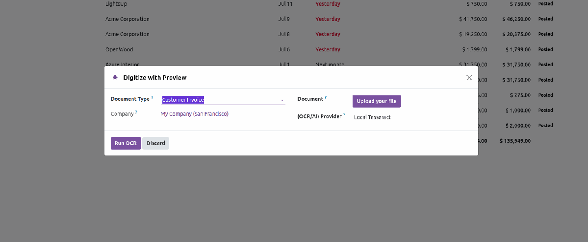 Digitize upload wizard