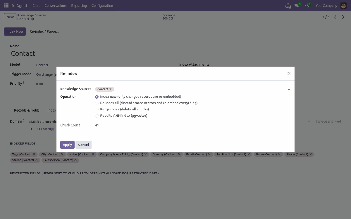 Re-index wizard with index now, re-index all, purge and rebuild options