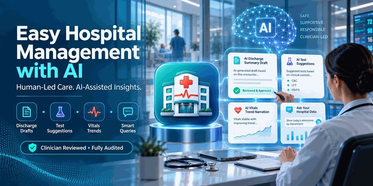 Easy Hospital Management with AI | Front Desk, Encounters, Beds, Billing, Staff & Payroll banner